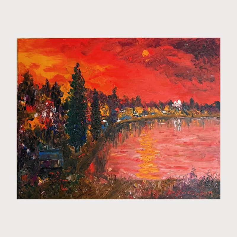 Last Light, oil on canvas, 40 × 50 cm, 2019. Painting by Victor Hristov