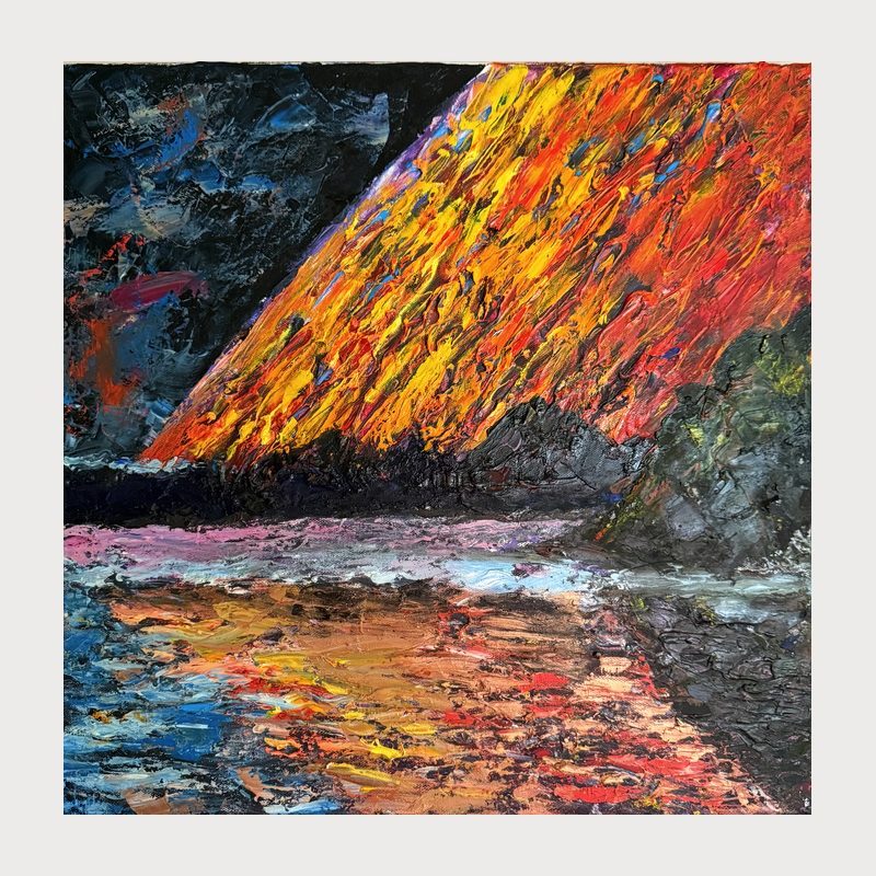 The Split Sky, oil on canvas, 50 × 50 cm, 2022. Painting by Victor Hristov