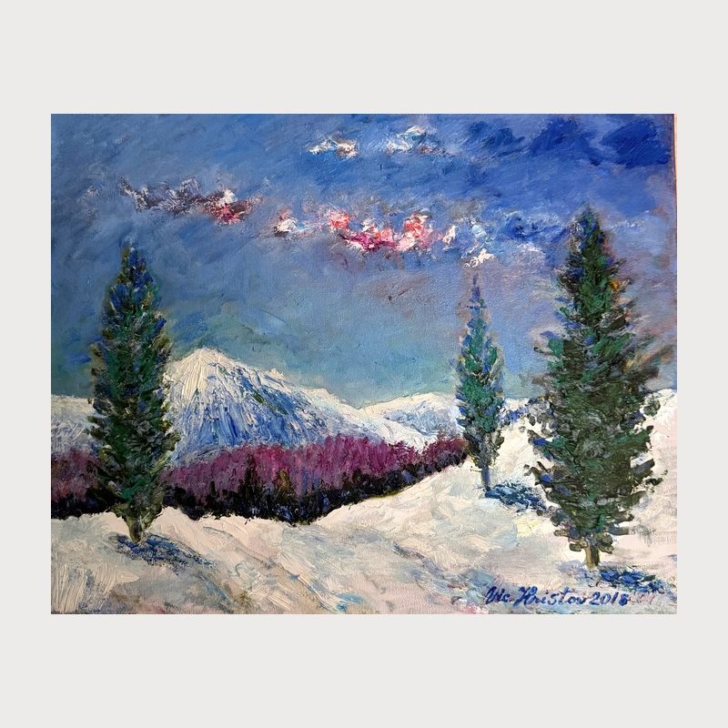 White Silence, oil on canvas, 40 × 50 cm, 2018. Painting by Victor Hristov