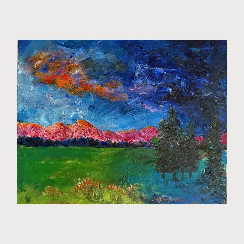 The Forest Line, oil on canvas, 40 × 50 cm, 2018. Painting by Victor Hristov