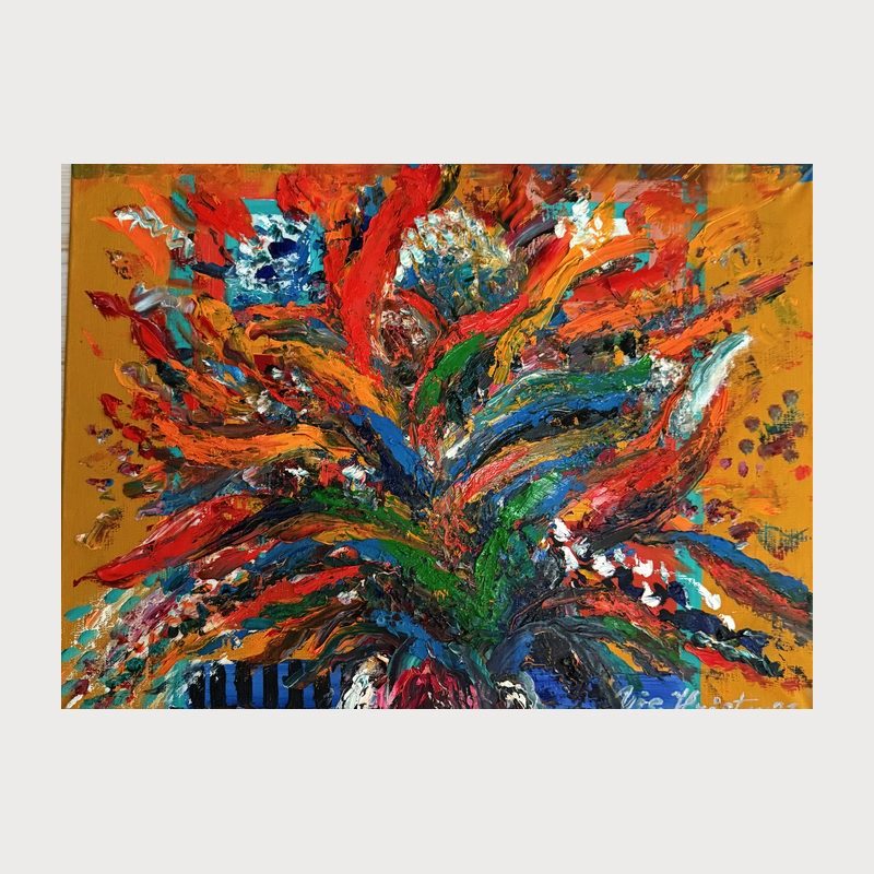 The Restless Garden, oil on canvas, 45 × 60 cm, 2022. Painting by Victor Hristov