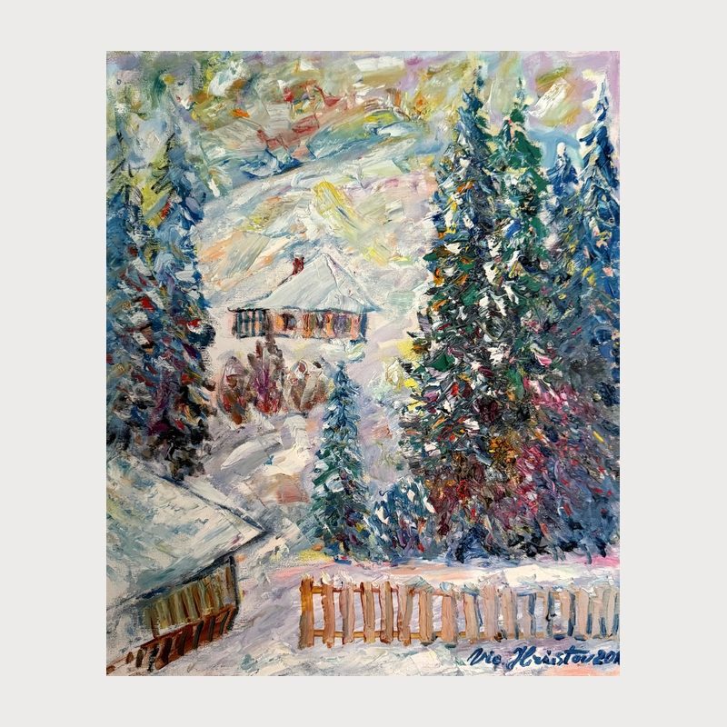 Winter at Home, oil on canvas, 60 × 50 cm, 2010. Painting by Victor Hristov