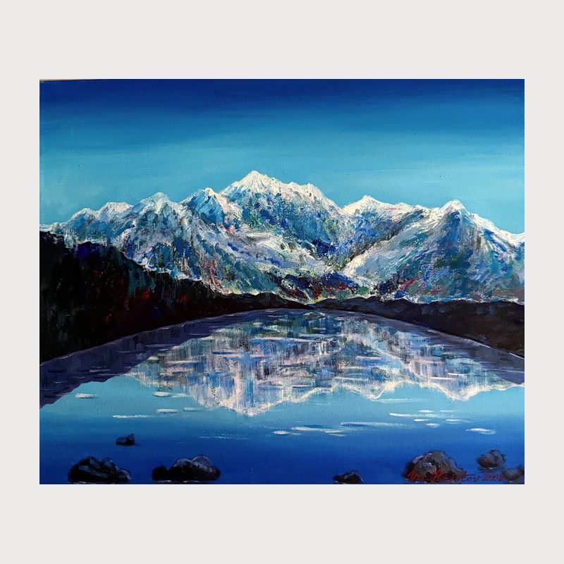 Silent Mountains, oil on canvas, 50 × 60 cm, 2008. Painting by Victor Hristov