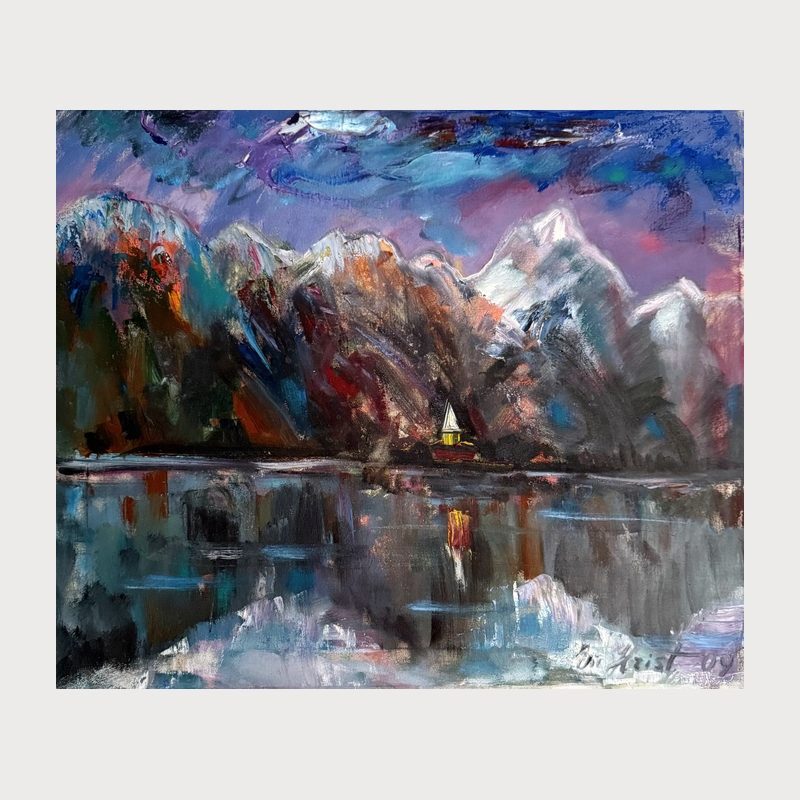 Restless Mountains, oil on canvas, 50 × 60 cm, 2009. Painting by Victor Hristov