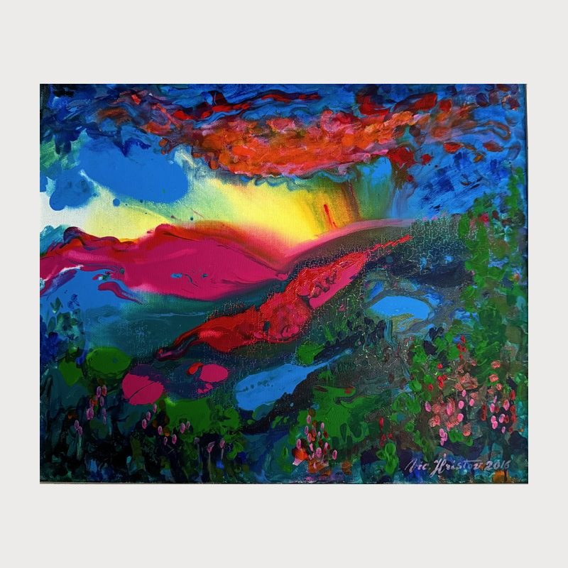 Unstable Paradise, acrylic on canvas, 50 × 60 cm, 2016. Painting by Victor Hristov