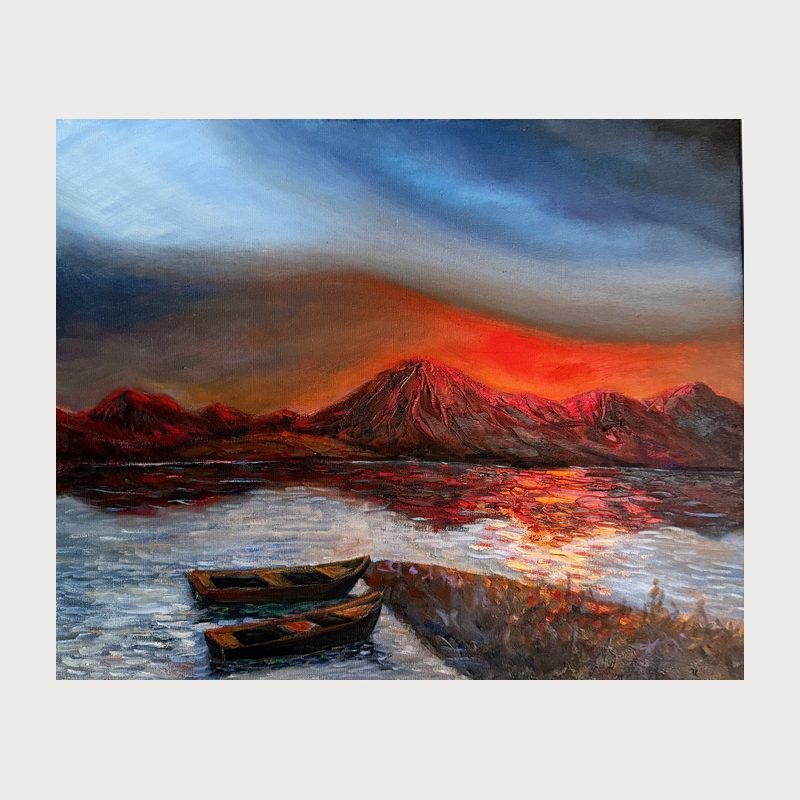 The Boat at Day’s End, oil on canvas, 50 × 60 cm, 2013. Painting by Victor Hristov