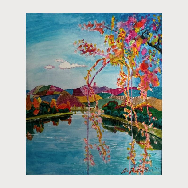 Across the Water, acrylic on canvas, 60 × 50 cm, 2011. Painting by Victor Hristov