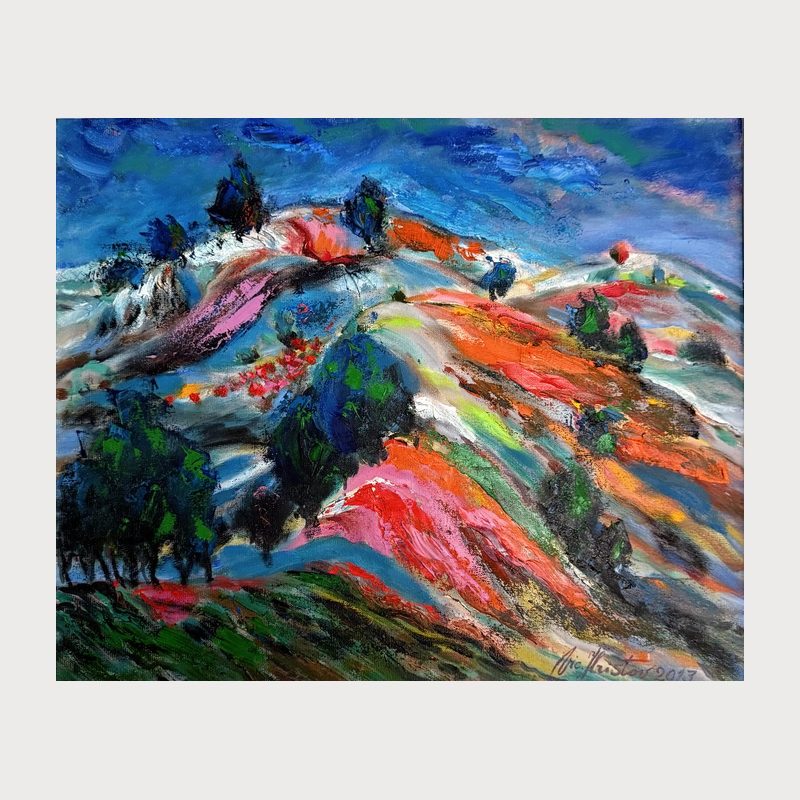 Shifting Lands, oil on canvas, 50 × 60 cm, 2013. Painting by Victor Hristov