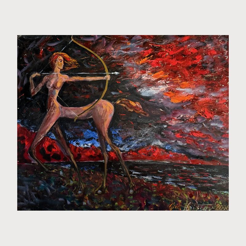 The Shadow Hunt, oil on canvas, 50 × 60 cm, 2006. Painting by Victor Hristov