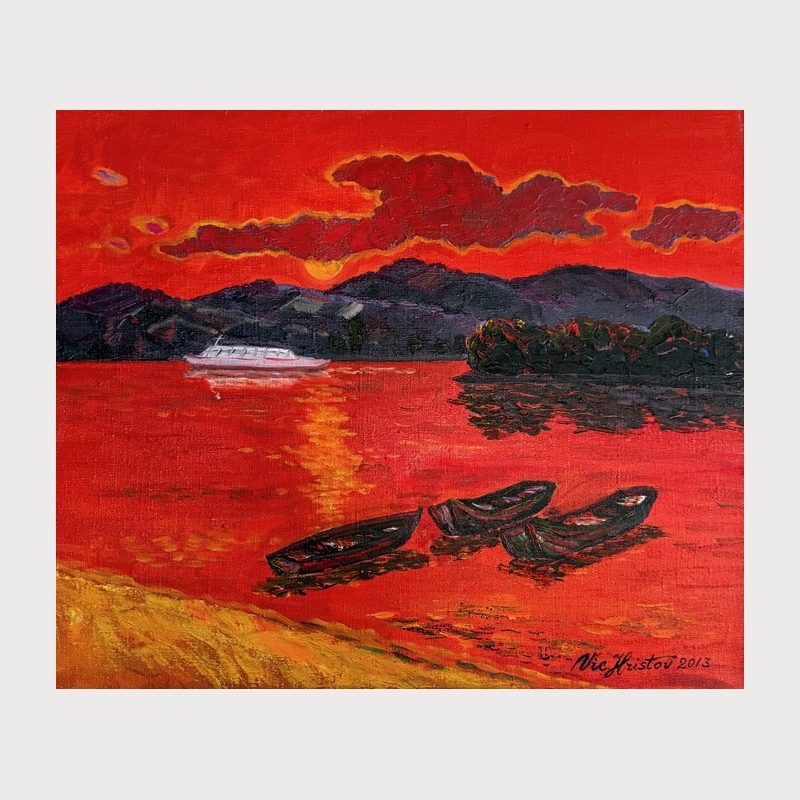 Absolute Red, oil on canvas, 50 × 60 cm, 2013. Painting by Victor Hristov