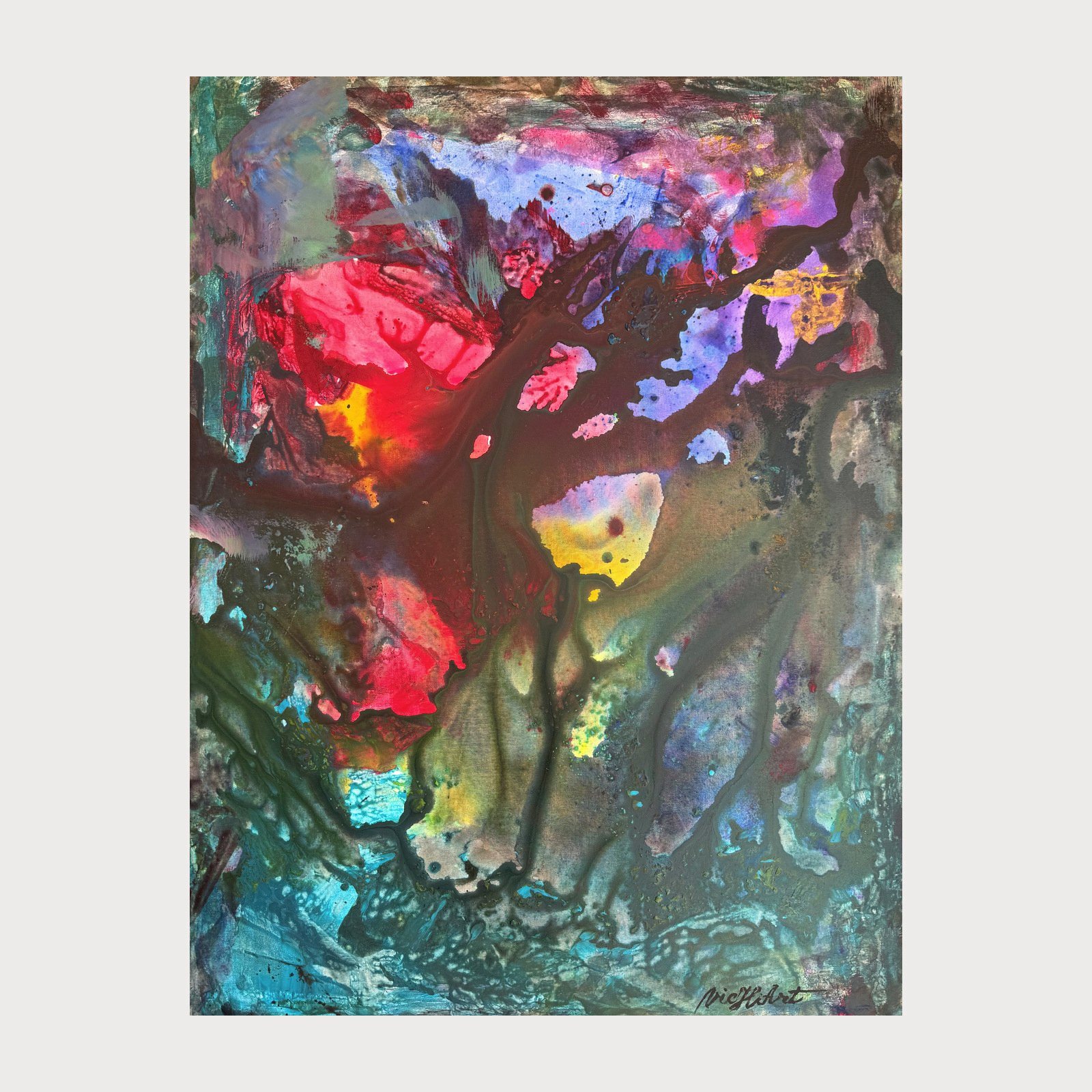 Materia tăcerii, acrilic pe pânză, 120 × 90 cm. Pictură de Victor Hristov